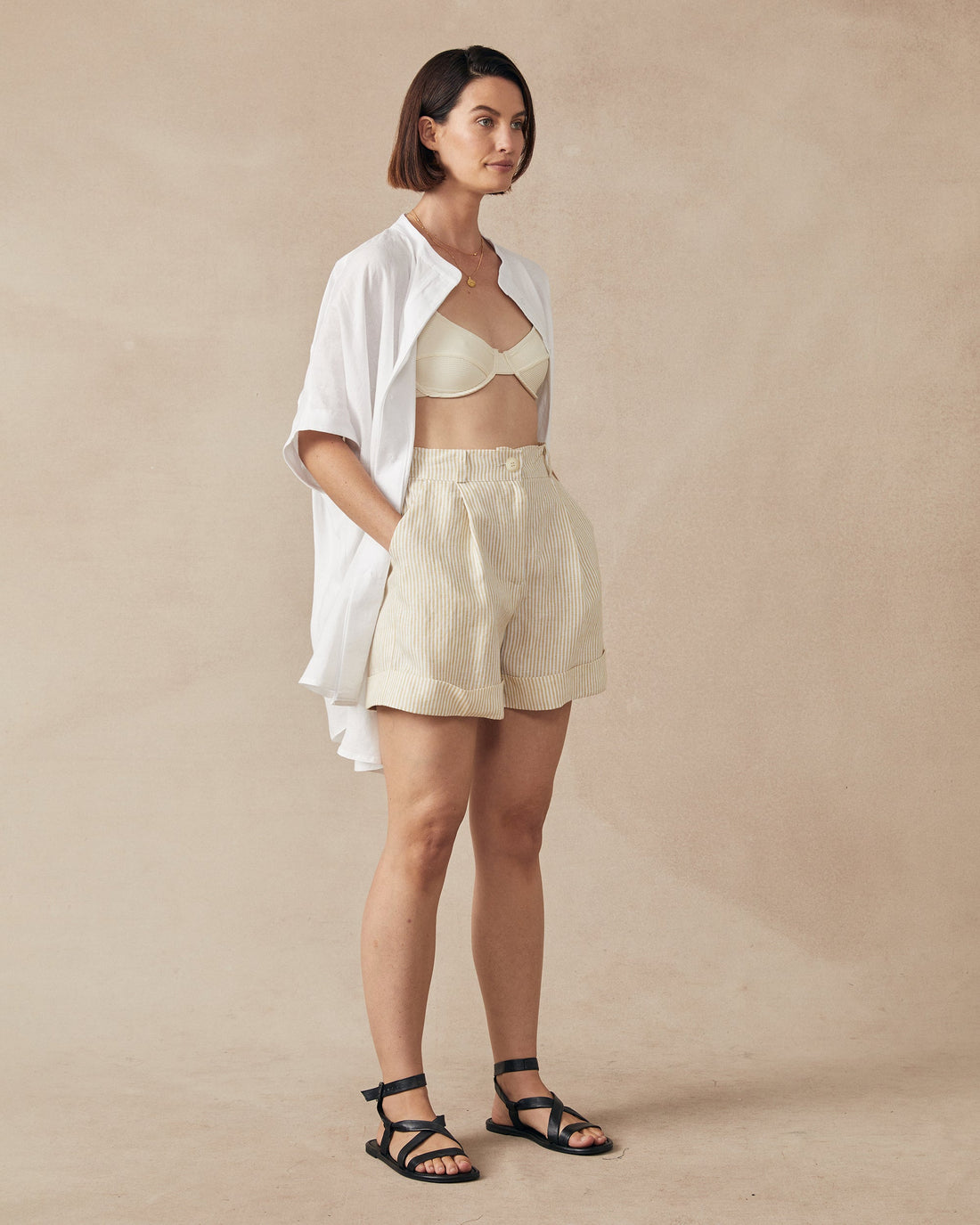 Poppy Shorts Dijon Stripe