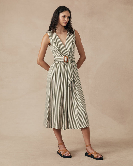 Blossom Dress Green Stripe