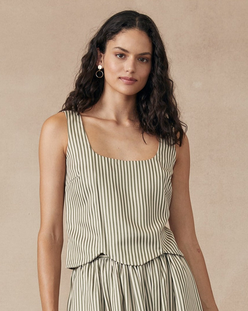 Leaf Cami Green Stripe