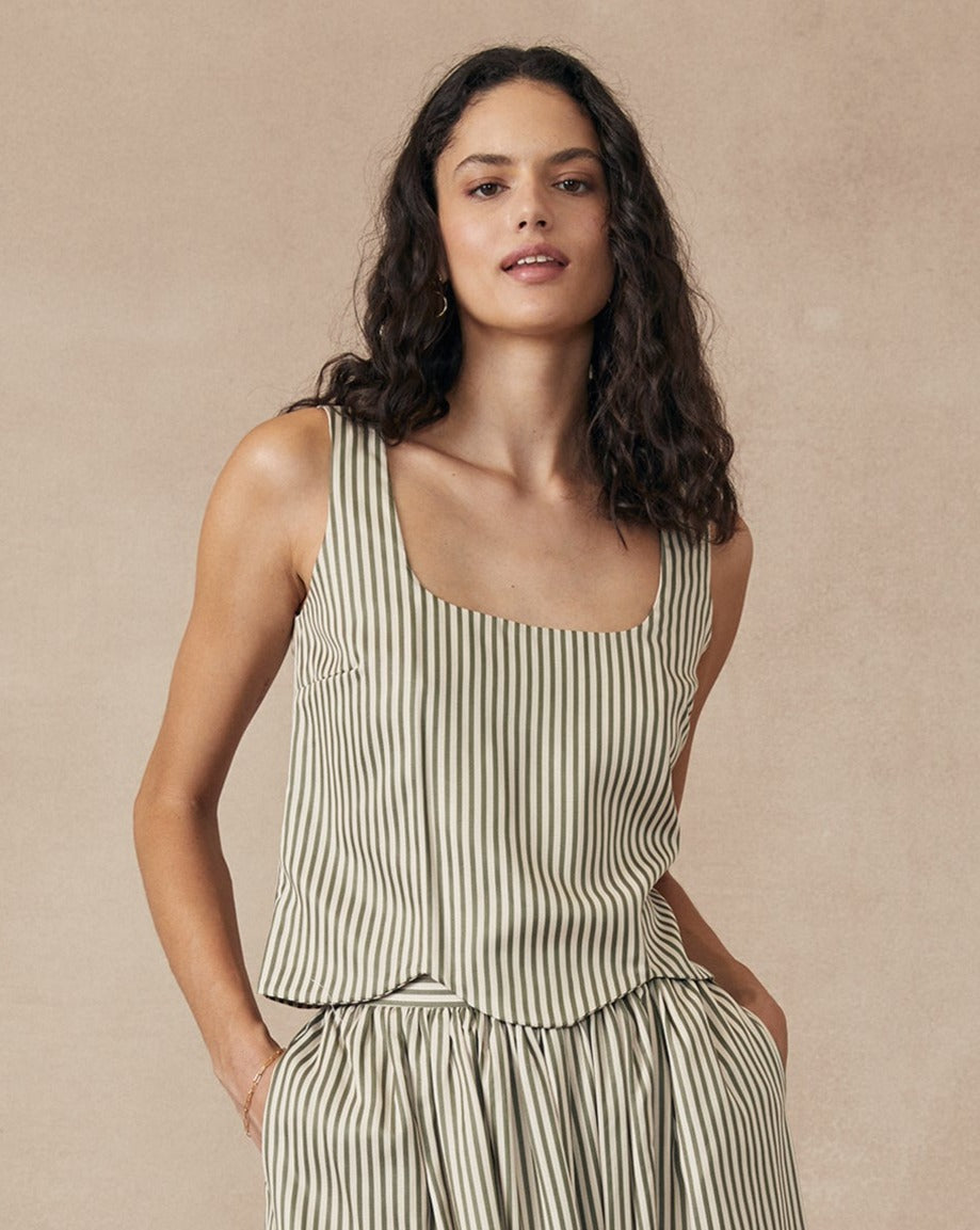 Leaf Cami Green Stripe