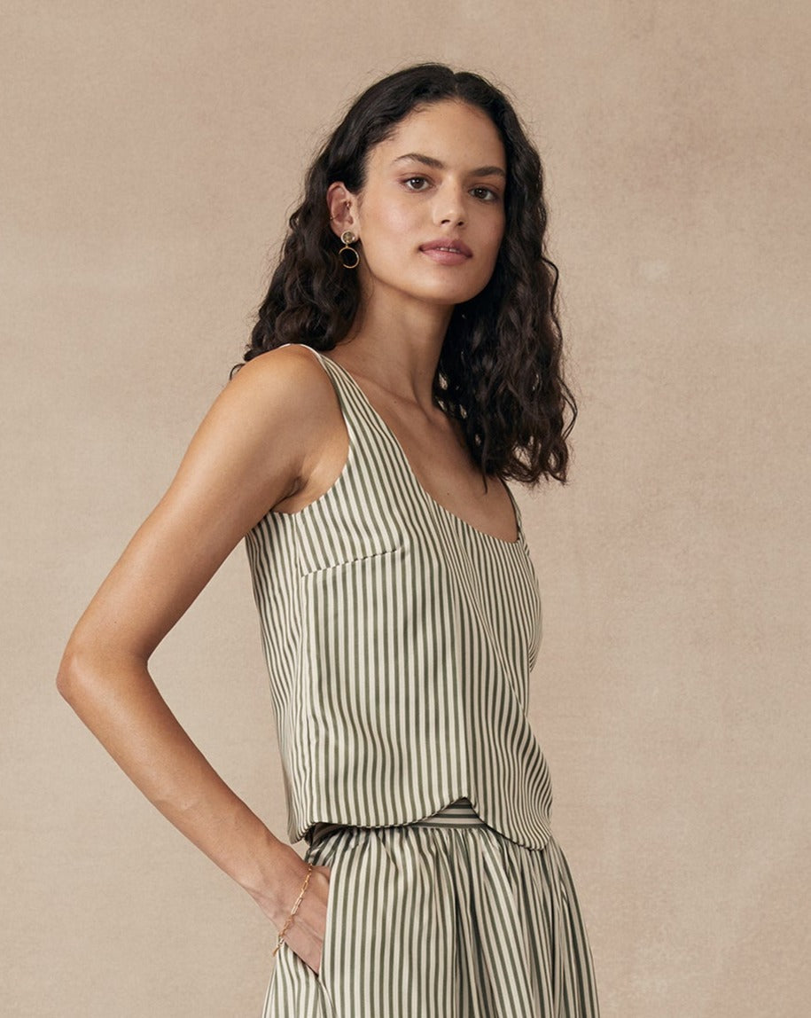 Leaf Cami Green Stripe
