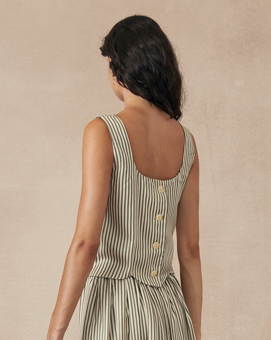 Leaf Cami Green Stripe