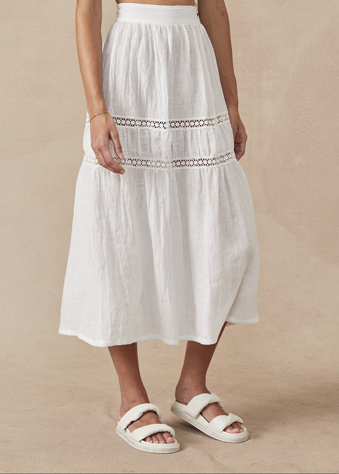 Tiered Skirt Sample White- Size: S