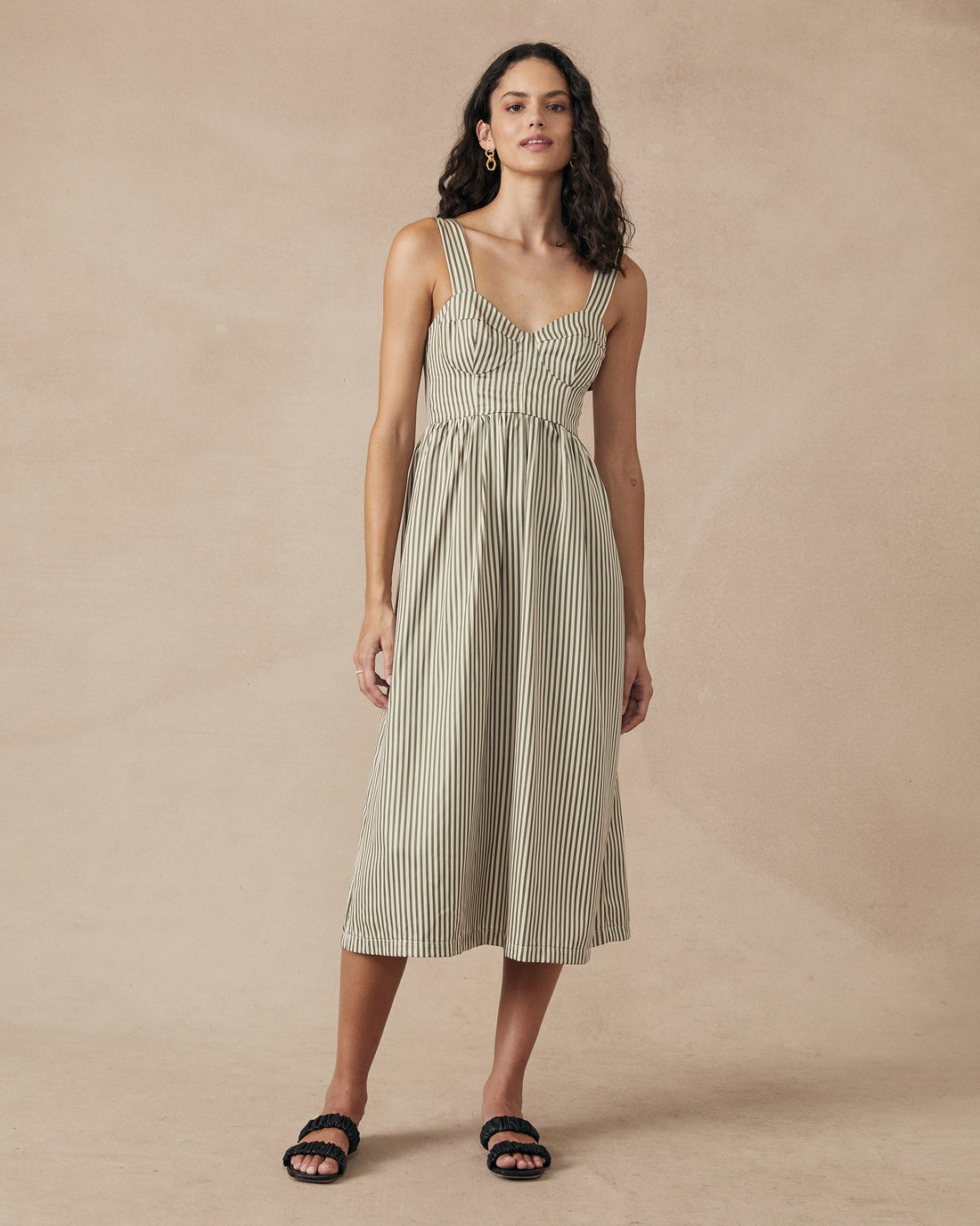 Dusk Dress Green Stripe