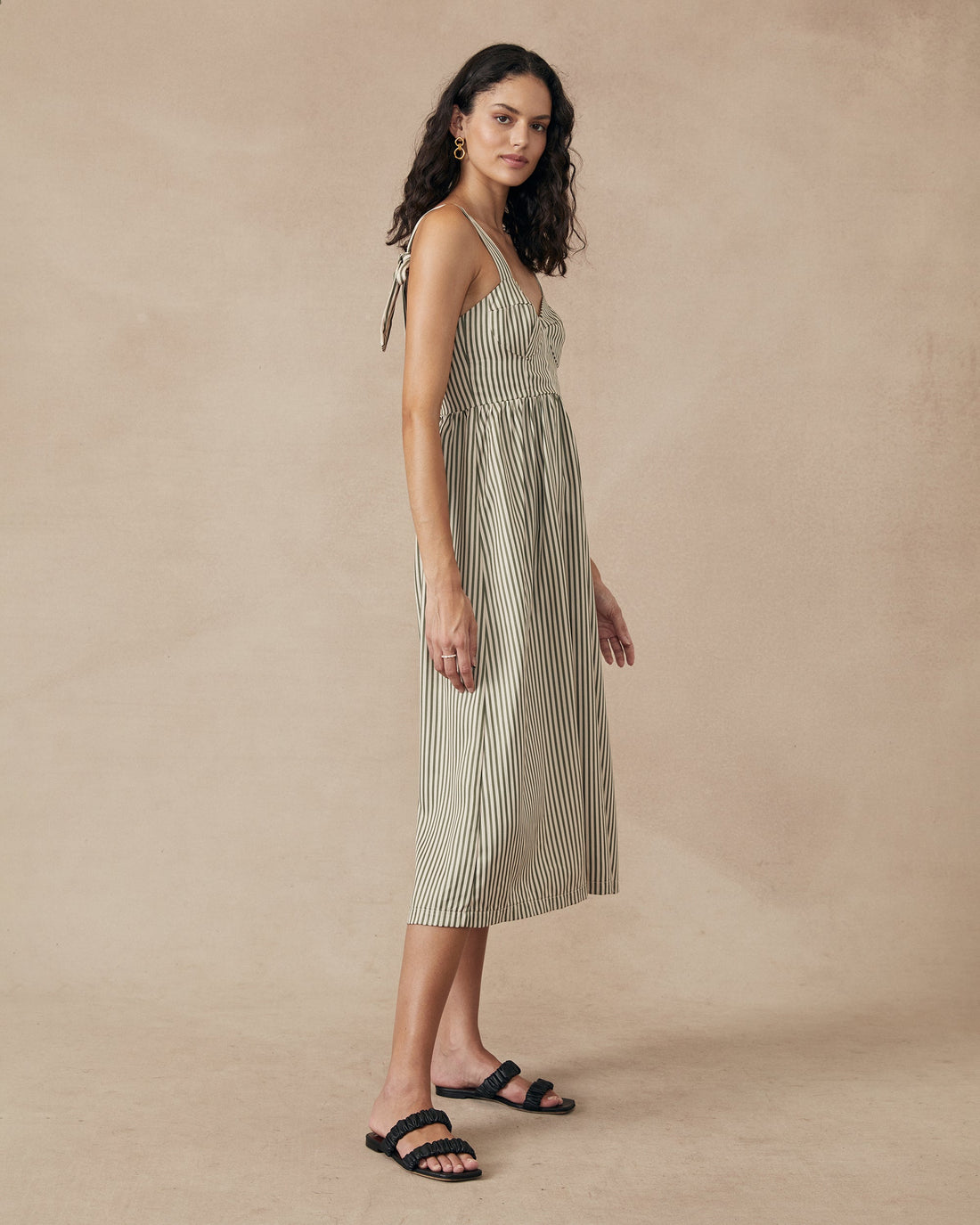 Dusk Dress Green Stripe