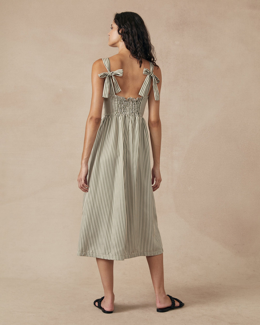 Dusk Dress Green Stripe