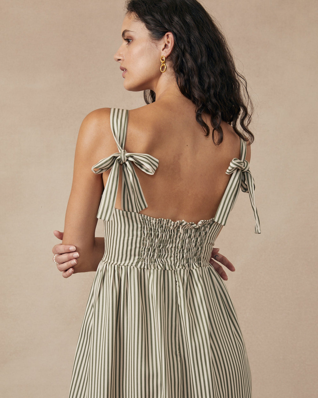 Dusk Dress Green Stripe
