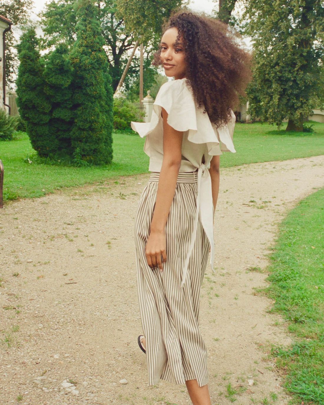 Blossom Skirt Green Stripe