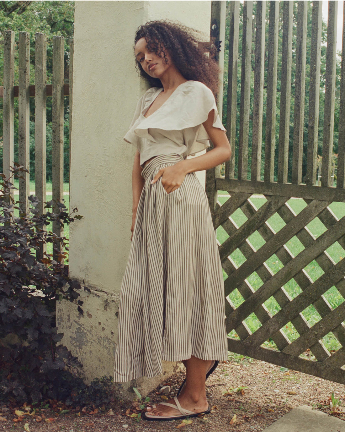 Blossom Skirt Green Stripe