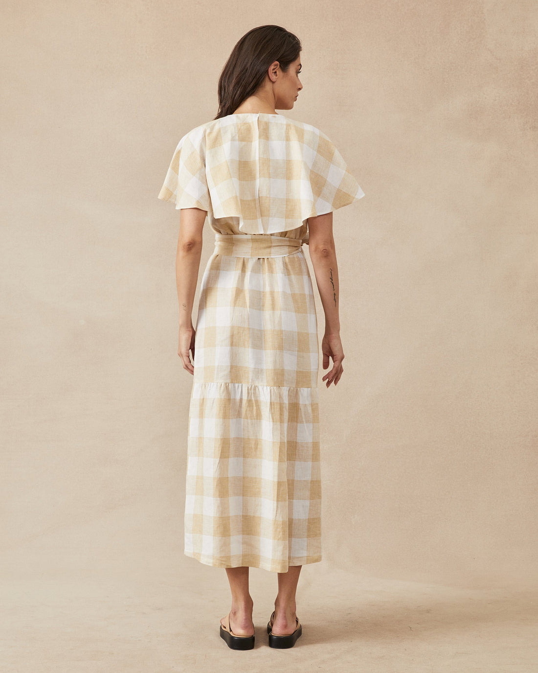 Chicago Dress Yellow Check - Size: S