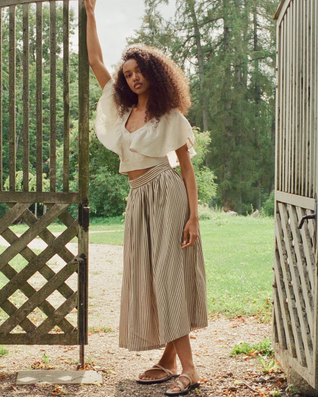 Blossom Skirt Green Stripe