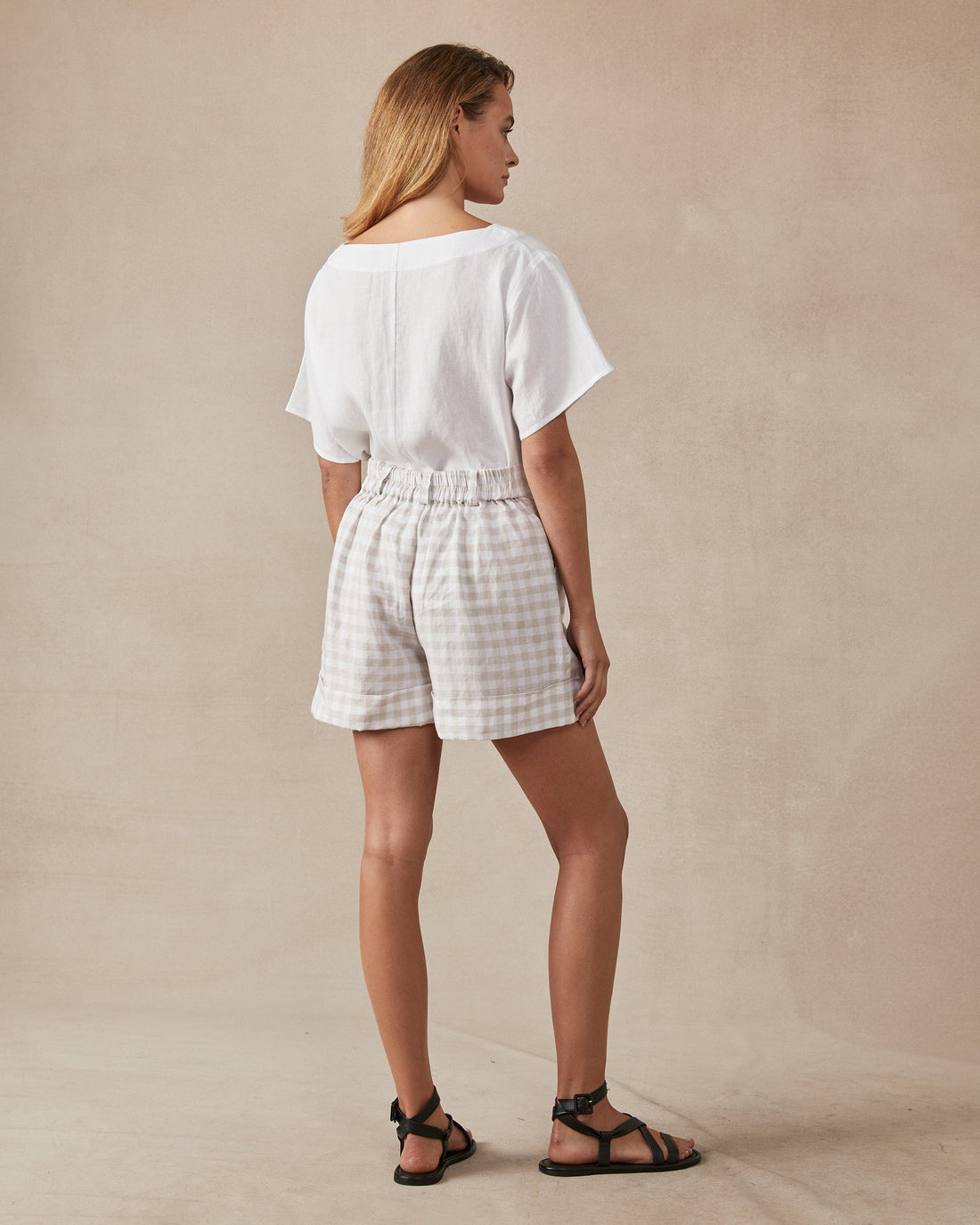 Poppy Shorts Natural Check - Size: XS