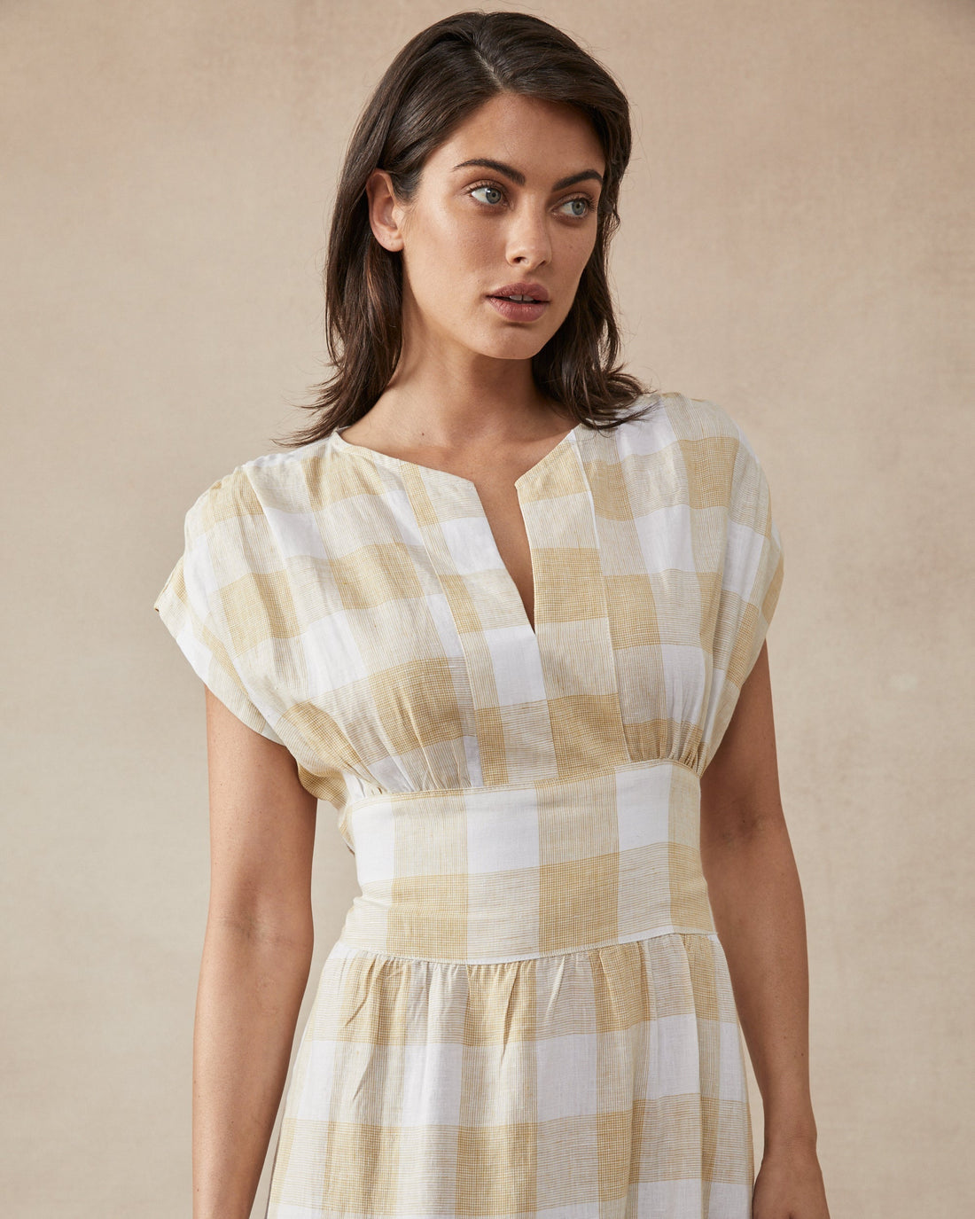 Sammy Dress Yellow Check - Size: XL