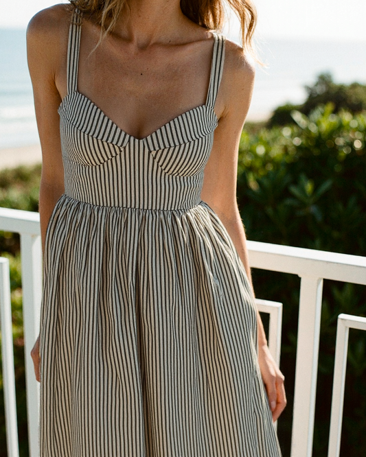 Dusk Dress Green Stripe