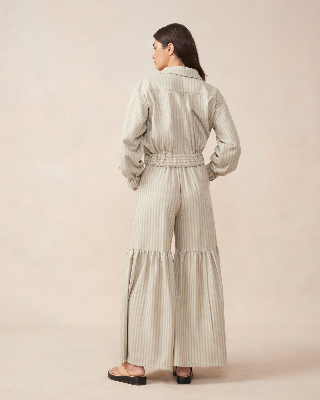 Maude Jacket Brown Stripe Sample - Size: S, M, L