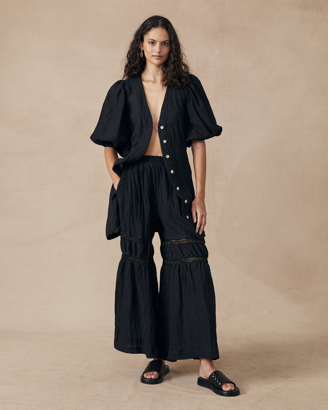 Tiered Pant Sample Black - Size: S