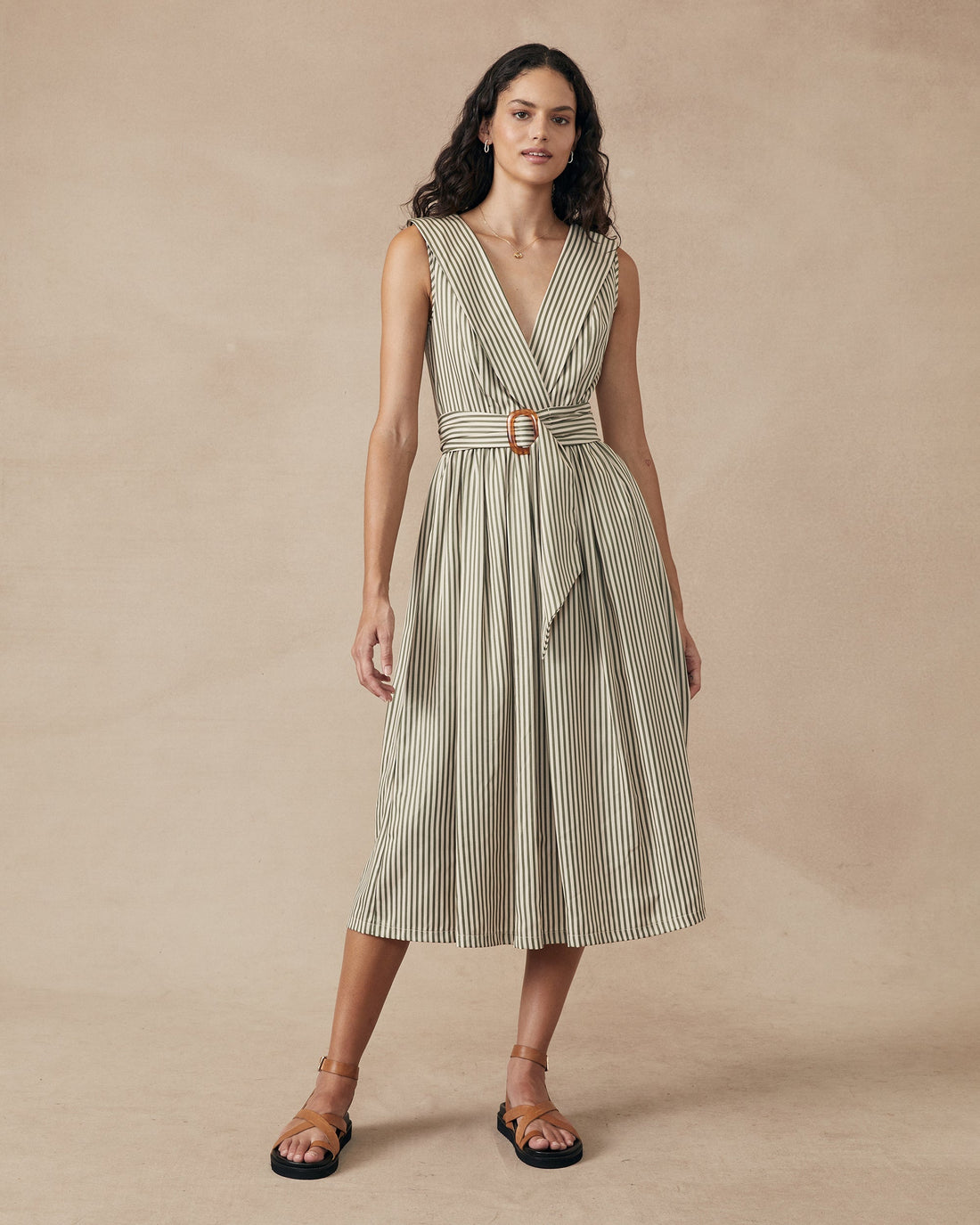 Blossom Dress Green Stripe