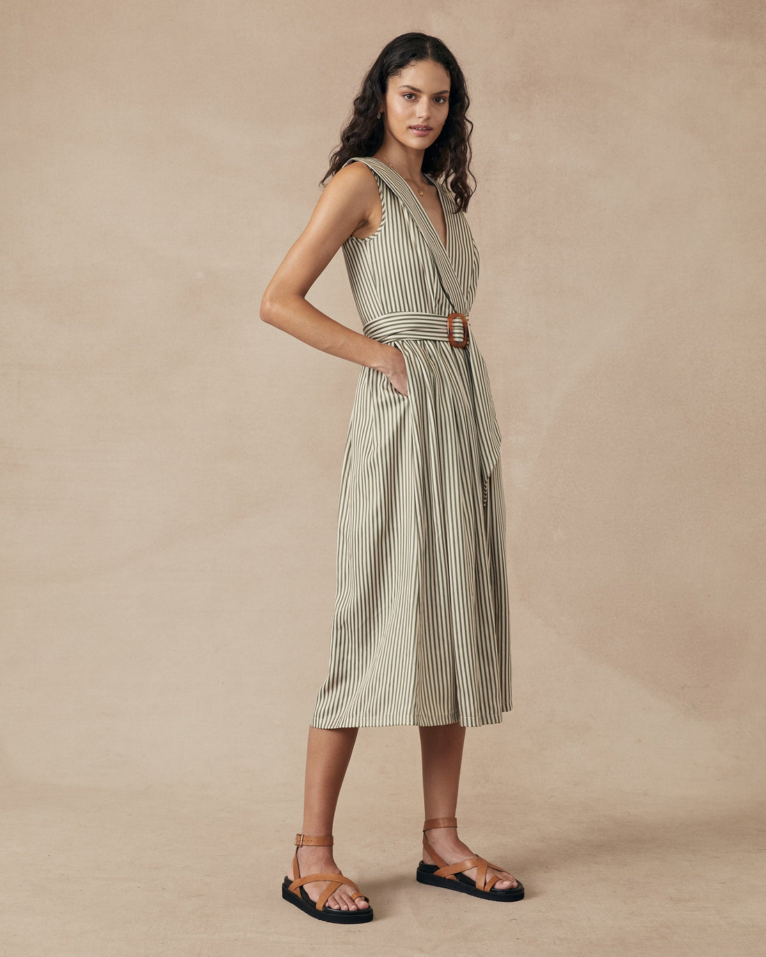 Blossom Dress Green Stripe