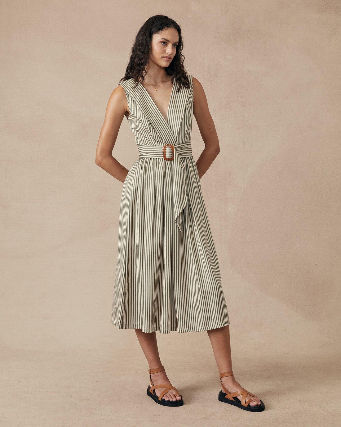 Blossom Dress Green Stripe