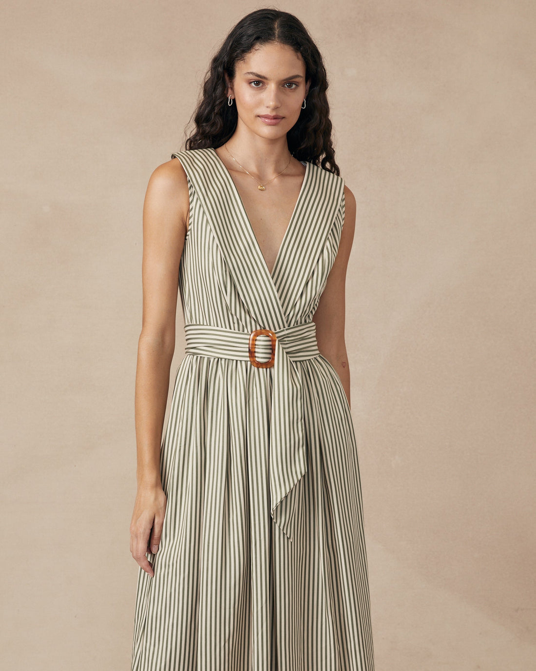 Blossom Dress Green Stripe
