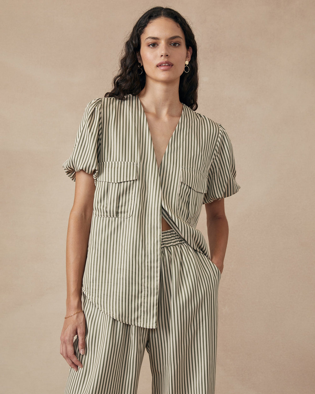 Ridge Shirt Green Stripe