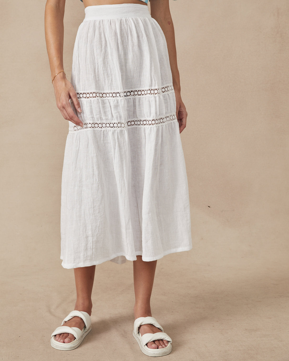 Tiered Skirt Sample White- Size: S