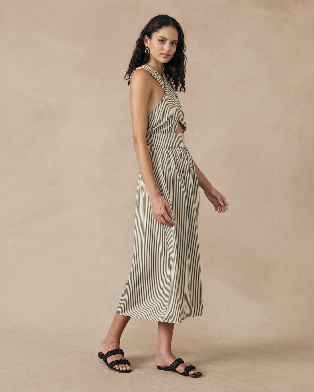 Lara Dress Green Stripe Sample - Size: S