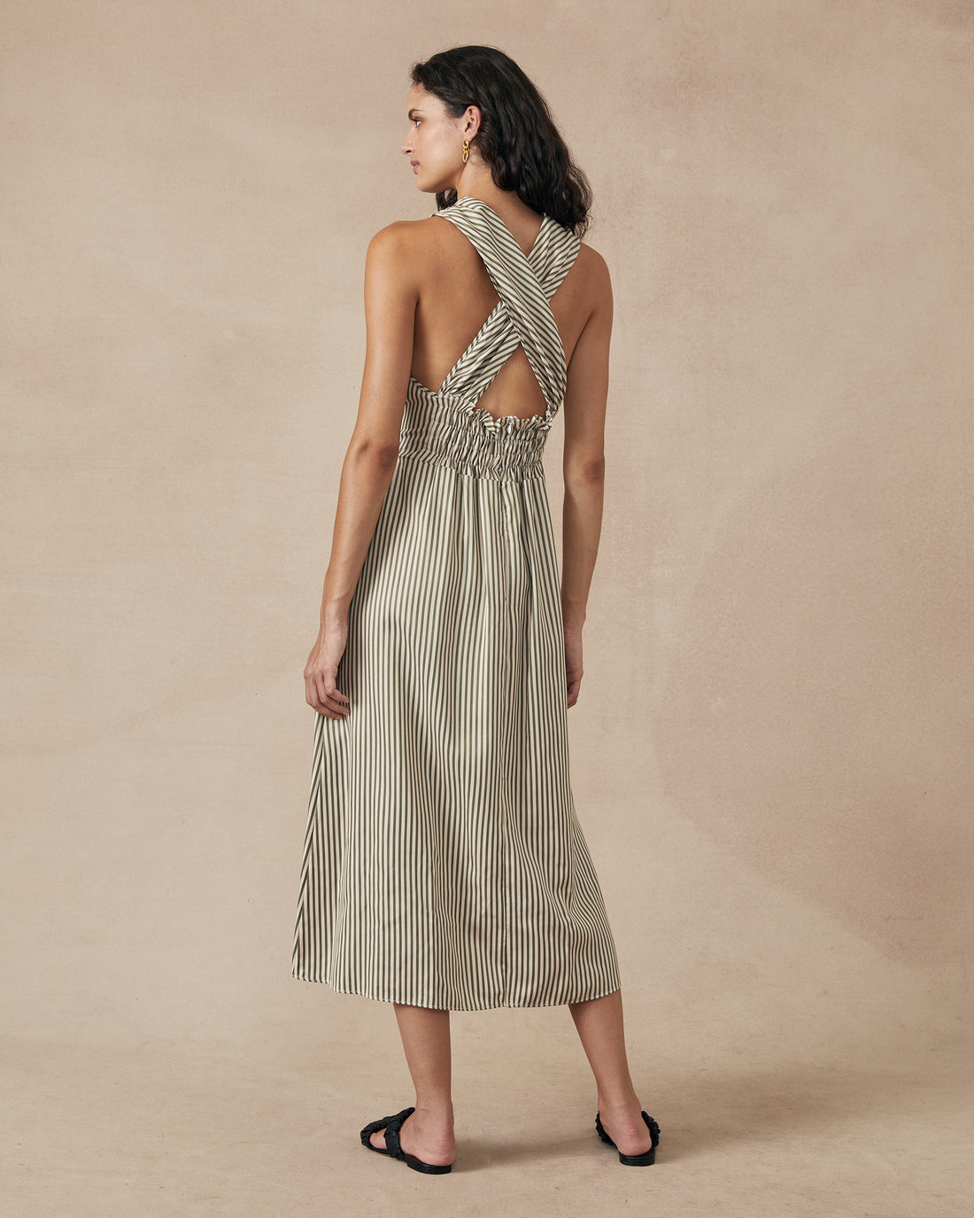 Lara Dress Green Stripe Sample - Size: S