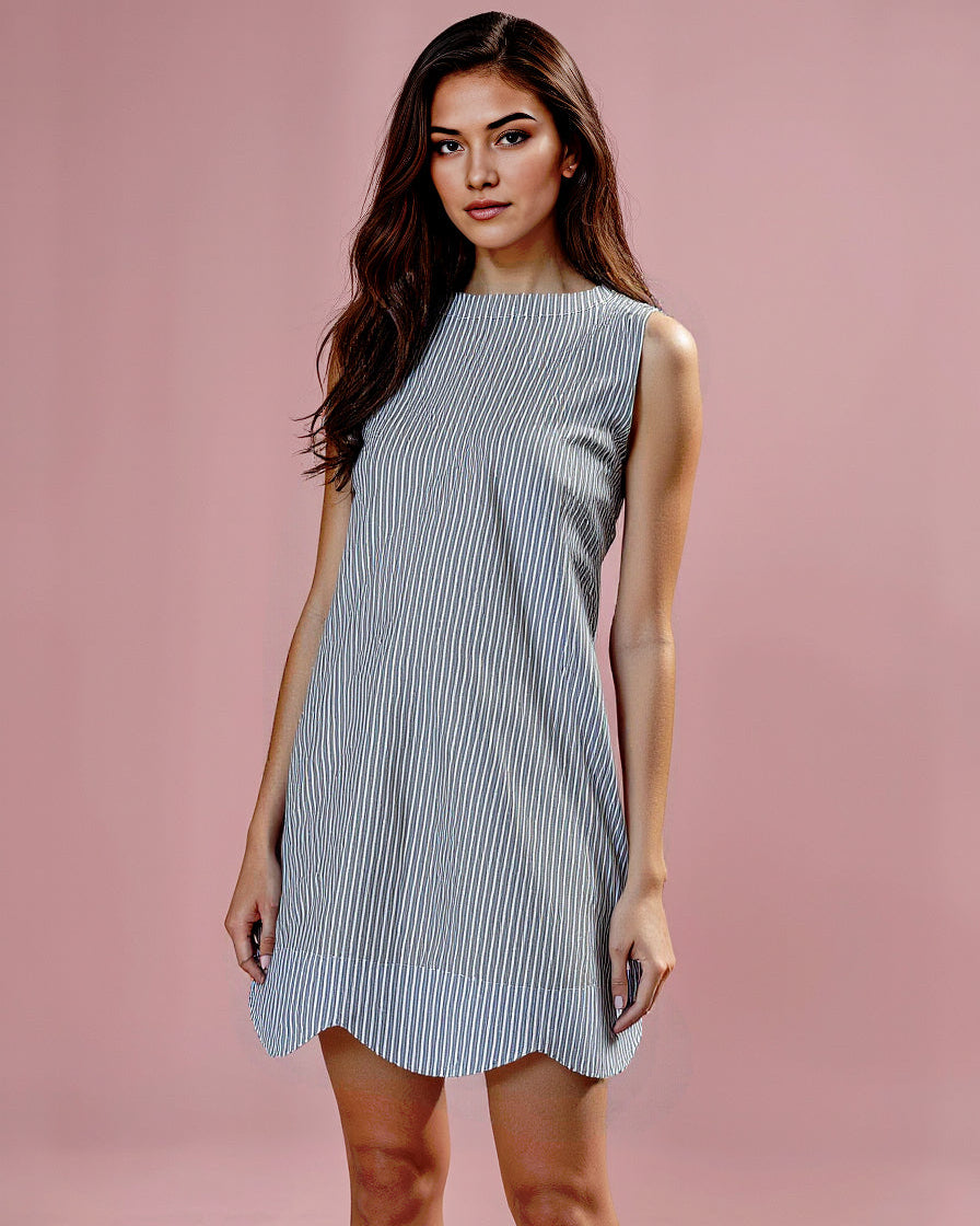 Daisy Dress Blue and White Stripe