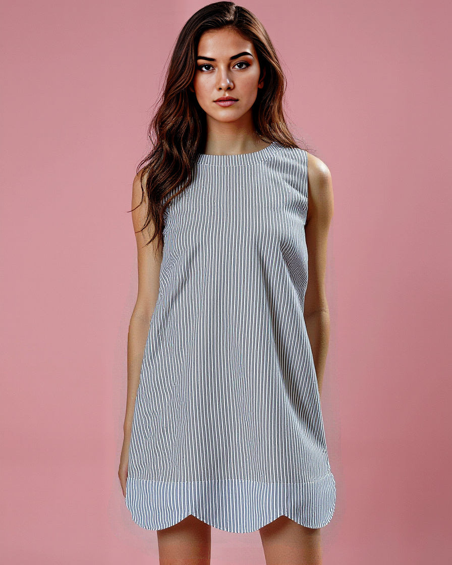 Daisy Dress Blue and White Stripe