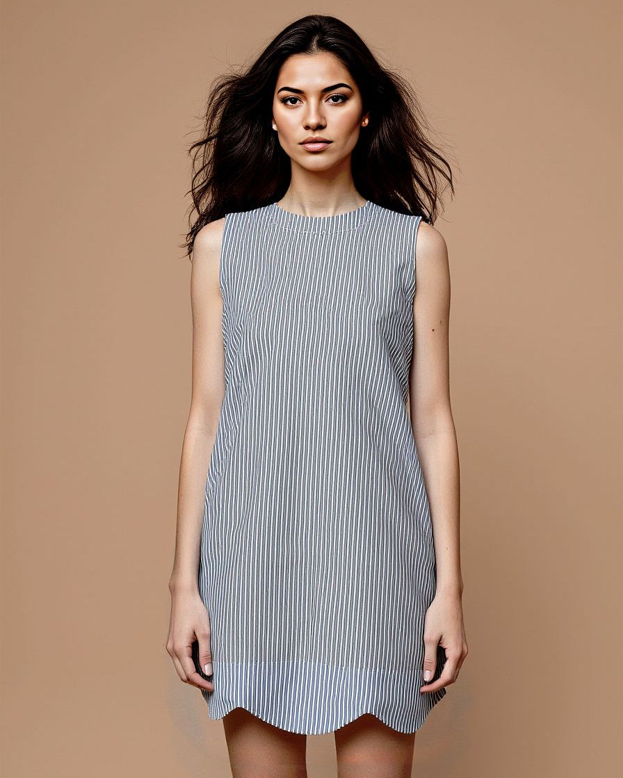 Daisy Dress Blue and White Stripe