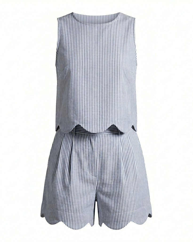 Daisy Top Blue and White Stripe
