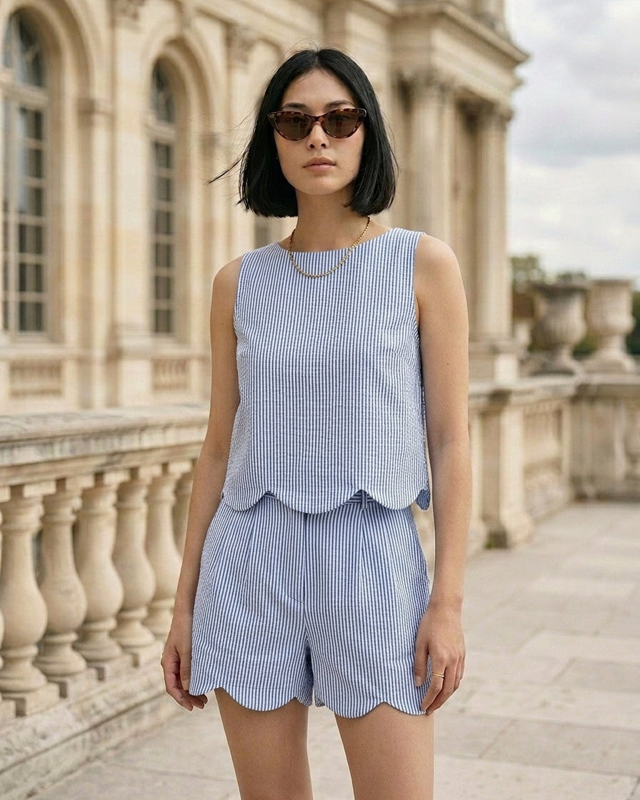Daisy Top Blue and White Stripe