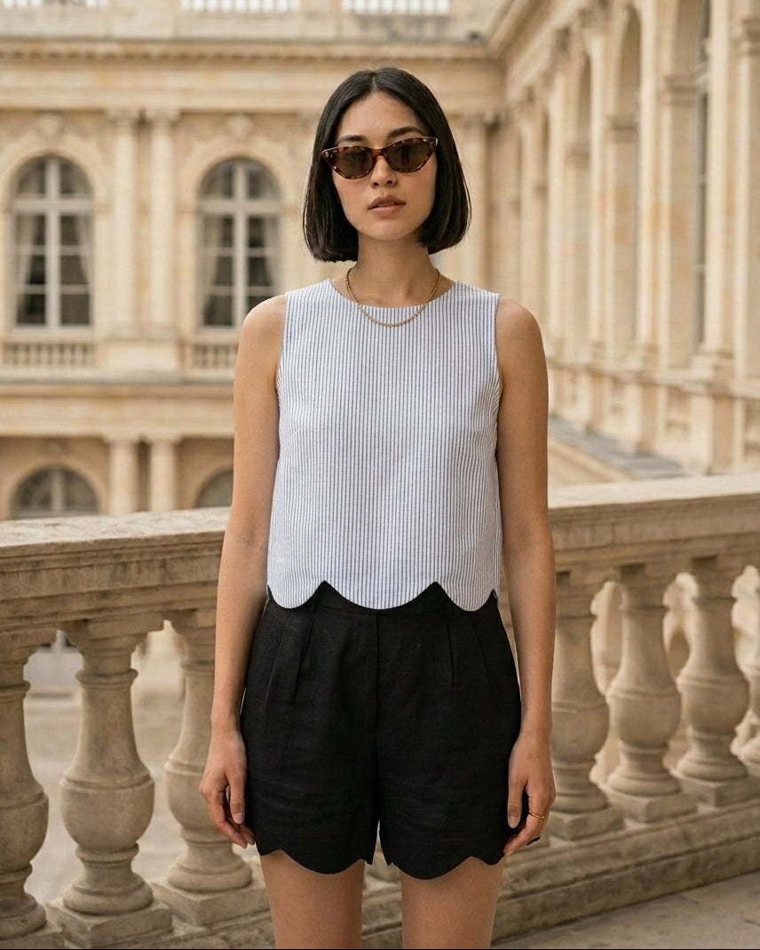 Daisy Top Blue and White Stripe