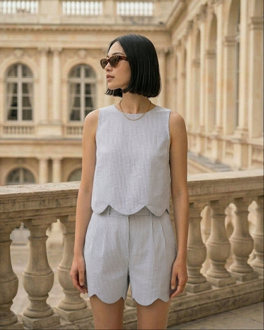 Daisy Top Blue and White Stripe