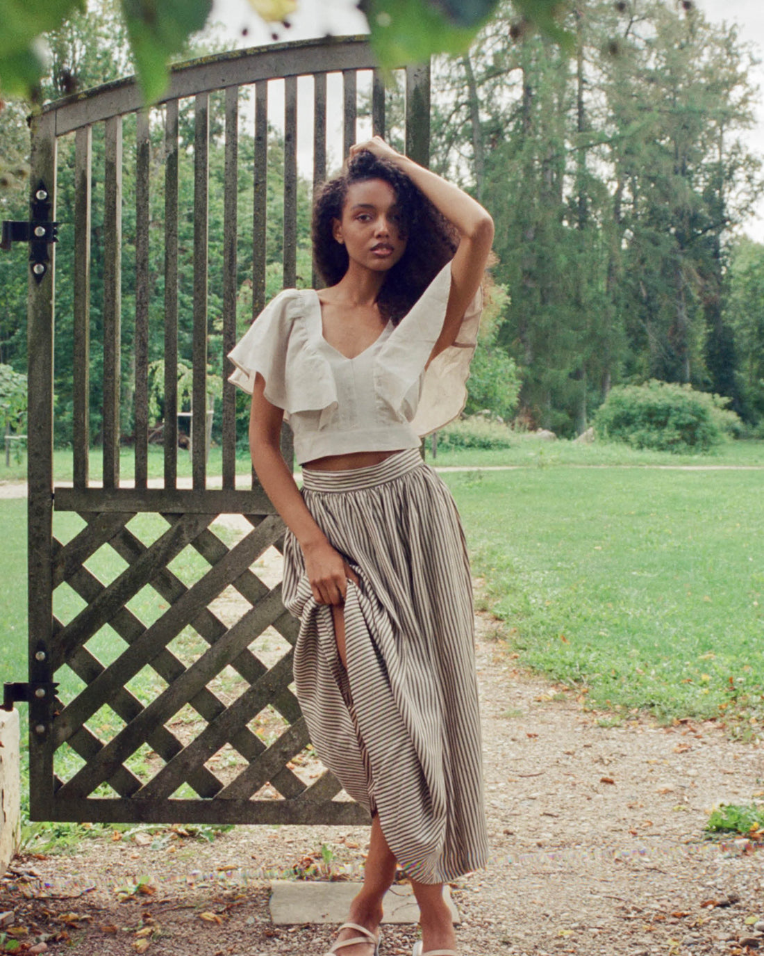 Blossom Skirt Green Stripe