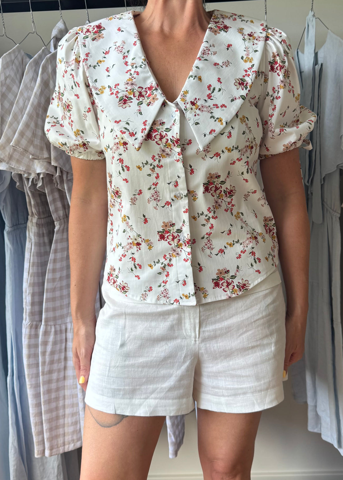 Jenny Blouse Short Sleeve  Floral - Size: S