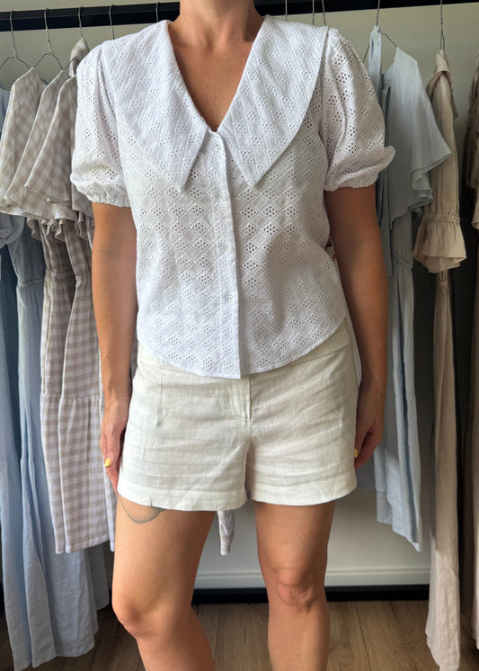 Jenny Blouse White Embroidery - Size: XS, S