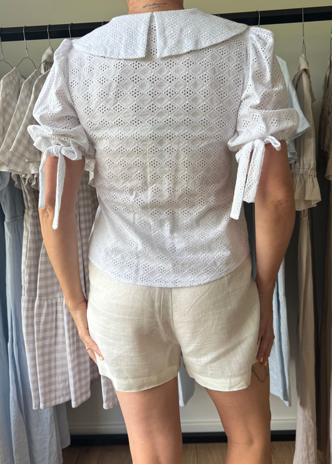 Jenny Blouse White Embroidery - Size: XS, S