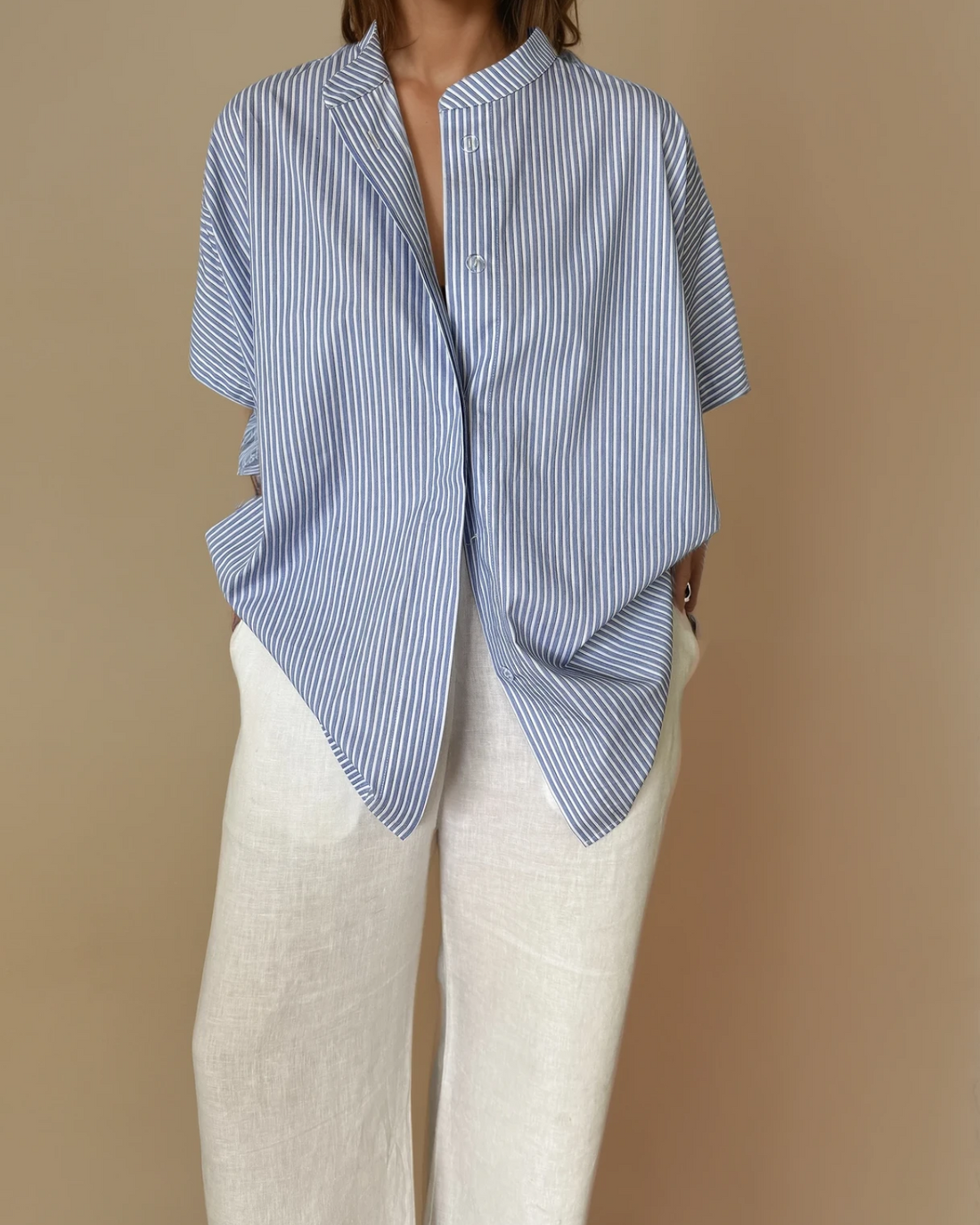 Lena Shirt Blue and White Stripe