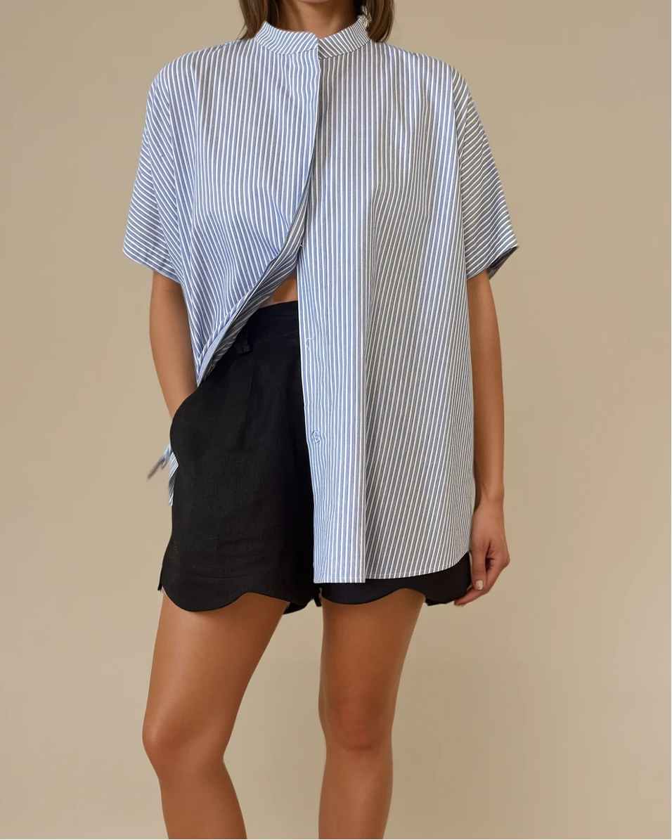 Lena Shirt Blue and White Stripe