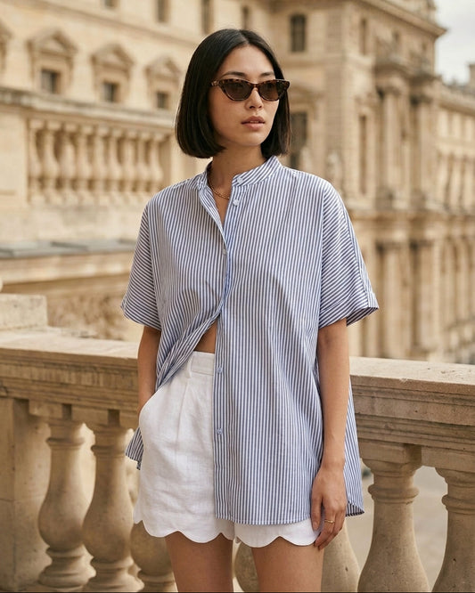 Lena Shirt Blue and White Stripe