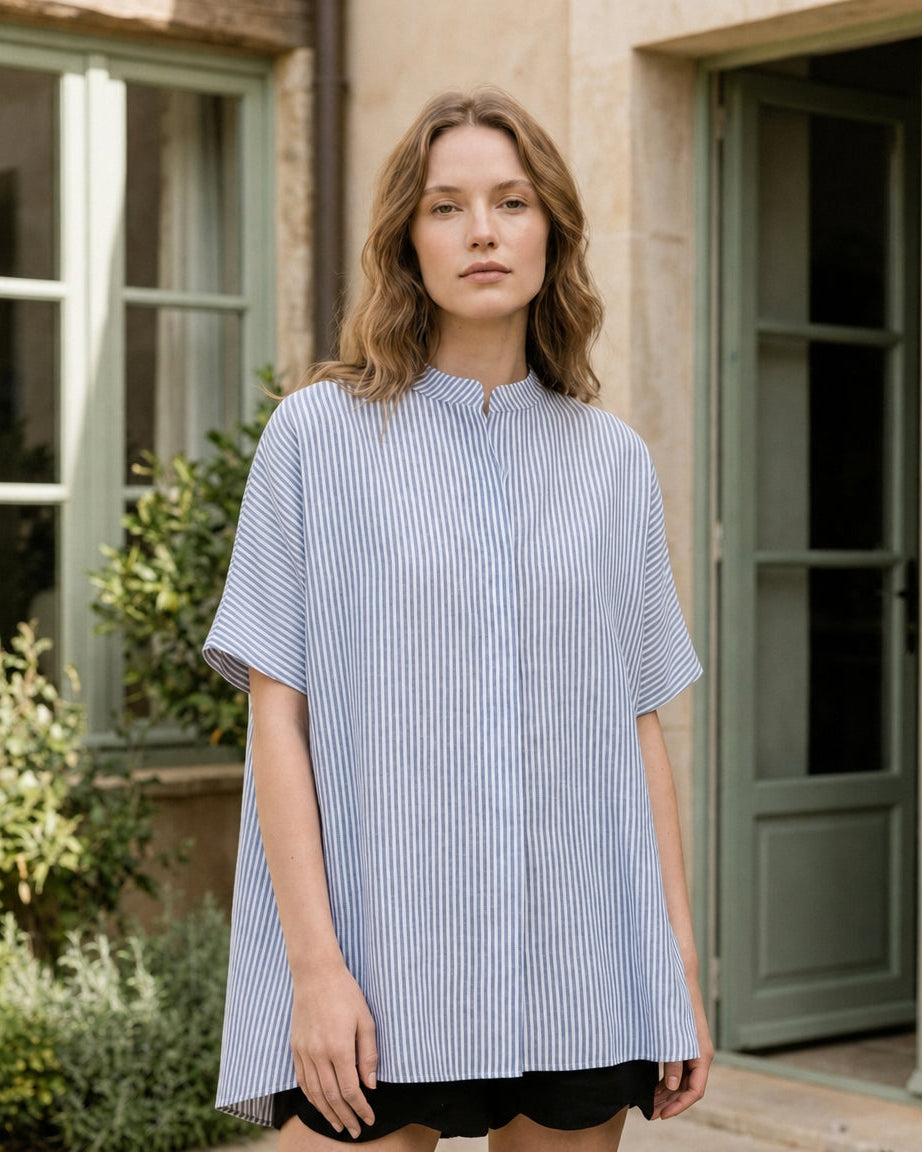 Lena Shirt Blue and White Stripe
