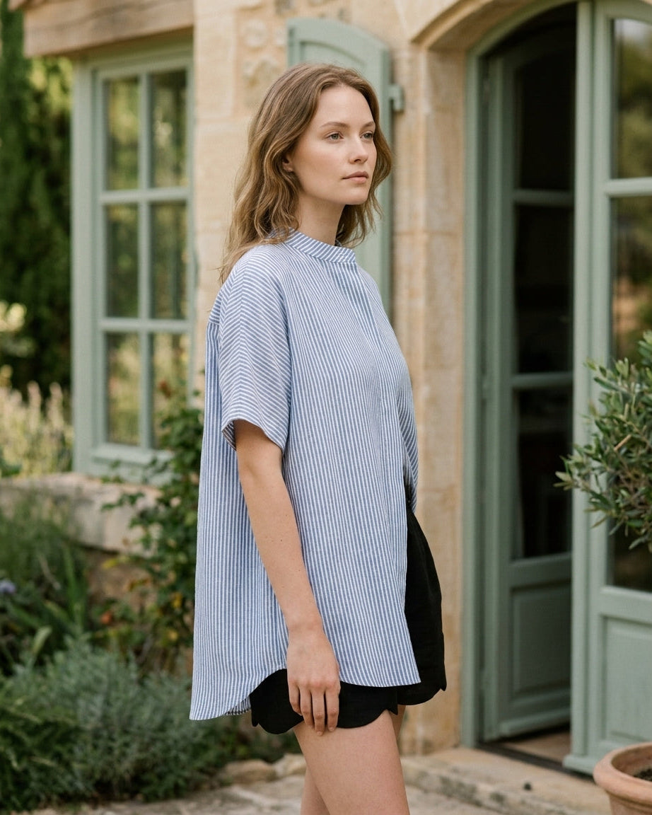 Lena Shirt Blue and White Stripe