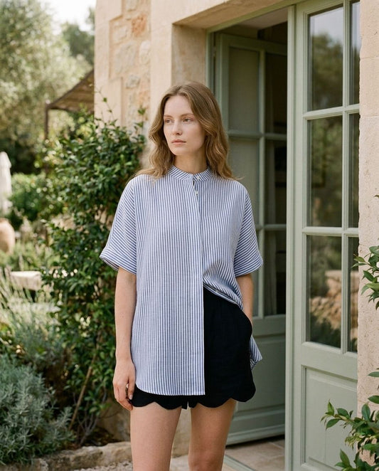 Lena Shirt Blue and White Stripe