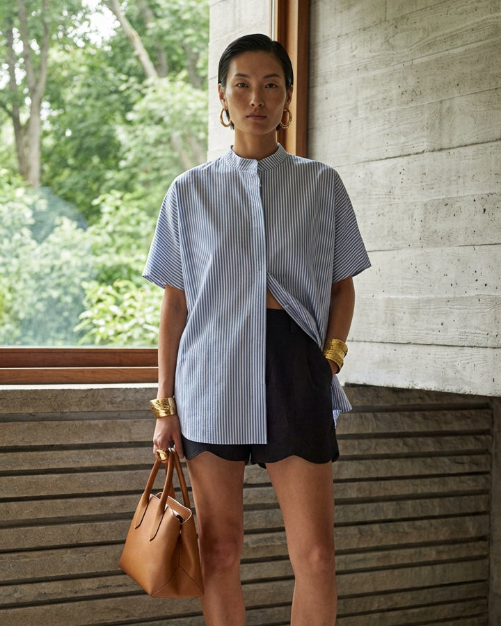 Lena Shirt Blue and White Stripe