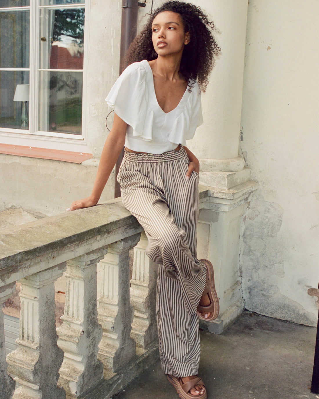 Paros Pants Green Stripe
