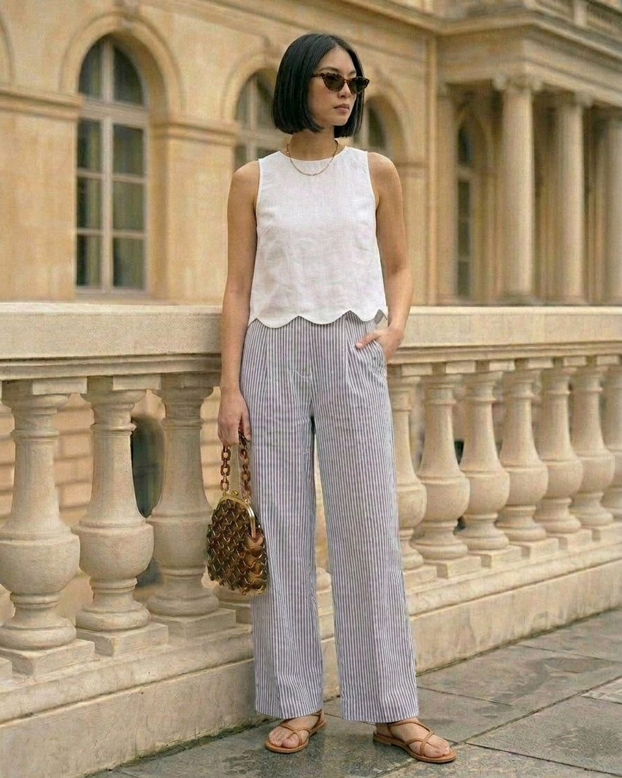 Poppy Pants Blue and White Stripe