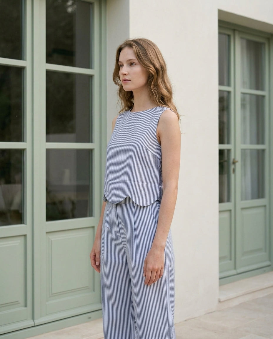 Poppy Pants Blue and White Stripe