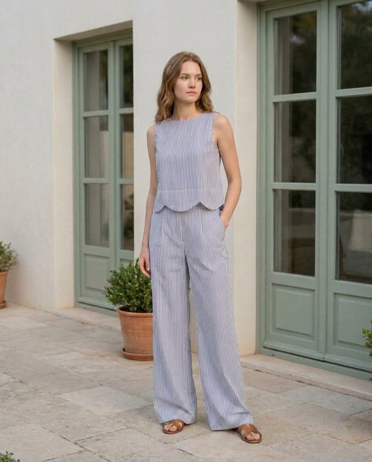 Poppy Pants Blue and White Stripe